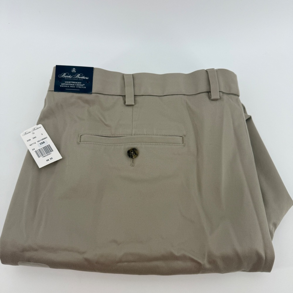 Brooks Brothers Advantage Chino Khaki Pants 46x30 Wrinkle Free 100138993